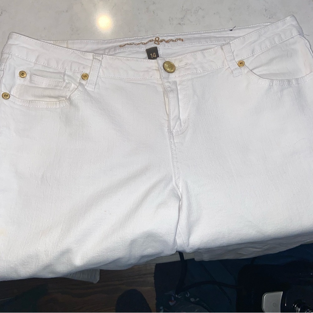 Hudson Vintage Hollywood Los Angeles Women's Sz 14 White  Jeans Ankle Zip - Picture 4 of 15